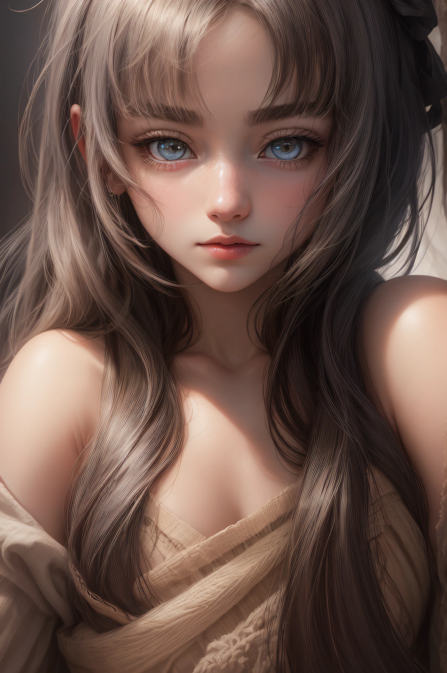 Adult girl posing, detailed digital anime art, Anime with small details, Best Quality, Masterpiece, Ultra-detailed, Beautiful, hight resolution, Original,CG 8K ультрареалистичный, perfect artwork, beatiful face, Face Clean, Skin, hyper realistic, Ultra Detailed, A detailed eye, dramatic  lighting, (Realistic) Realistic, Full HD, Best Quality, Best Quality, Beautiful lighting, (8k wallpaper of extremely detailed CG unit), High Details, sharp-focus, The art of dramatic and photorealistic painting, bare, light clothing,