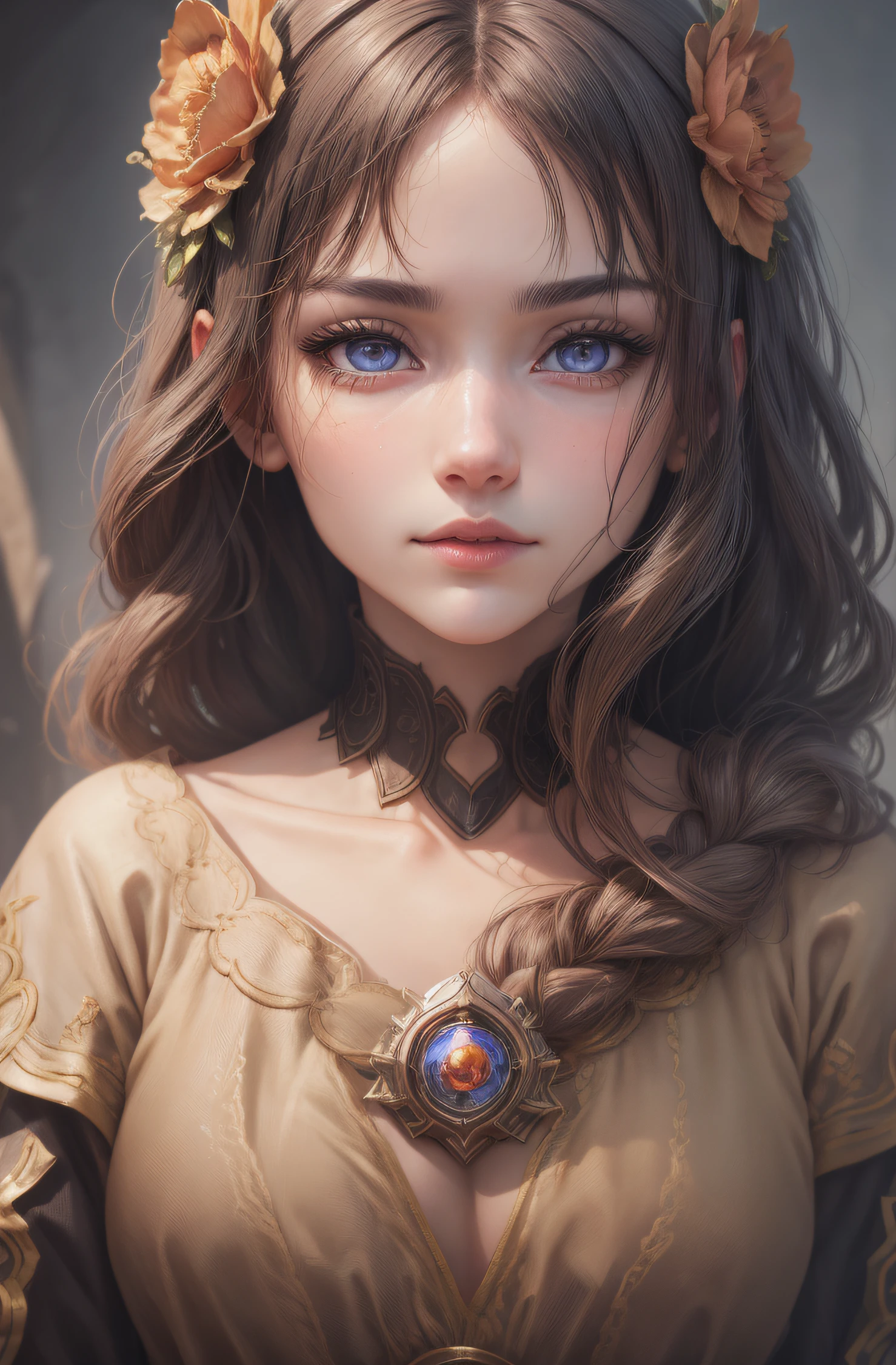 closeup face, detailed digital anime art, Anime with small details, Best Quality, Masterpiece, Ultra-detailed, Beautiful, hight resolution, Original,CG 8K ультрареалистичный, perfect artwork, beatiful face, Face Clean, Skin, hyper realistic, Ultra Detailed, A detailed eye, dramatic lighting, (Realistic) Realistic, Full HD, Best Quality, Best Quality, Beautiful lighting, (8k wallpaper of extremely detailed CG unit), High Details, sharp-focus, The art of dramatic and photorealistic painting, Detailed dress,