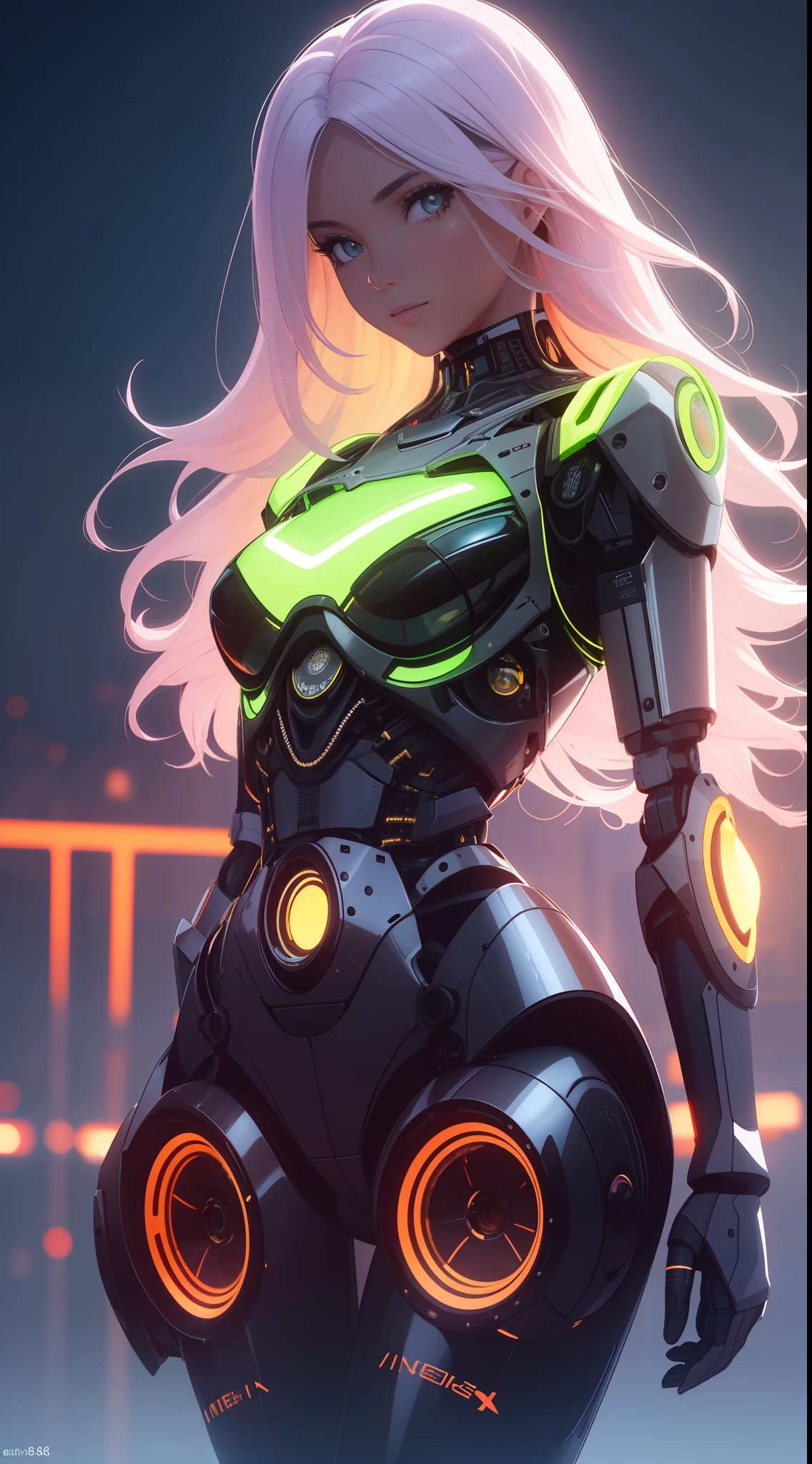 (fondo de pantalla CG 8k extremadamente detallado, obra maestra, mejor calidad, ultra detallado, hermosos ojos detallados: 1.2), Better lighting, (mejor sombra, An extremely delicate and beautiful flowering),
1grill,(robot:1.4) , solamente, ojos amarillos, cabello amarillo,
neon_Mujer,motor irreal:1.4,UHD,La mejor calidad:1.4, fotorrealista:1.4, textura de la piel:1.4, obra maestra:1.8,