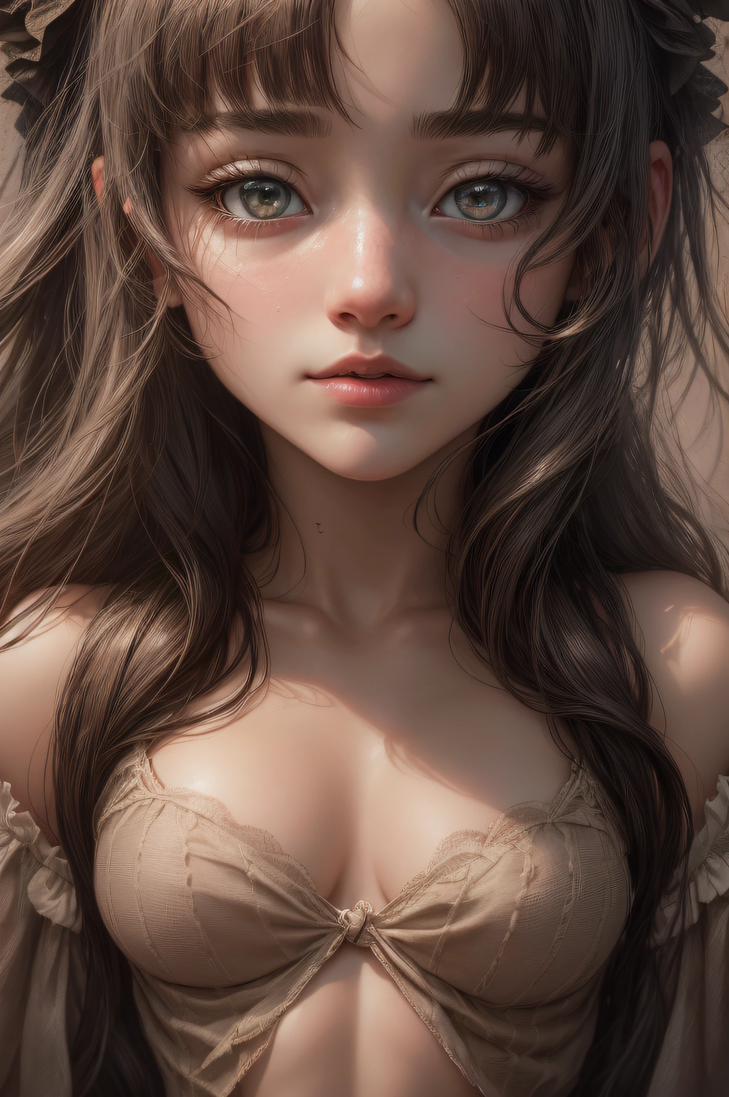 Adult girl posing, detailed digital anime art, Anime with small details, Best Quality, Masterpiece, Ultra-detailed, Beautiful, hight resolution, Original,CG 8K ультрареалистичный, perfect artwork, beatiful face, Face Clean, Skin, hyper realistic, Ultra Detailed, A detailed eye, dramatic lighting, (Realistic) Realistic, Full HD, Best Quality, Best Quality, Beautiful lighting, (8k wallpaper of extremely detailed CG unit), High Details, sharp-focus, The art of dramatic and photorealistic painting, soli, pectorals, teats, light clothing, big breastes,