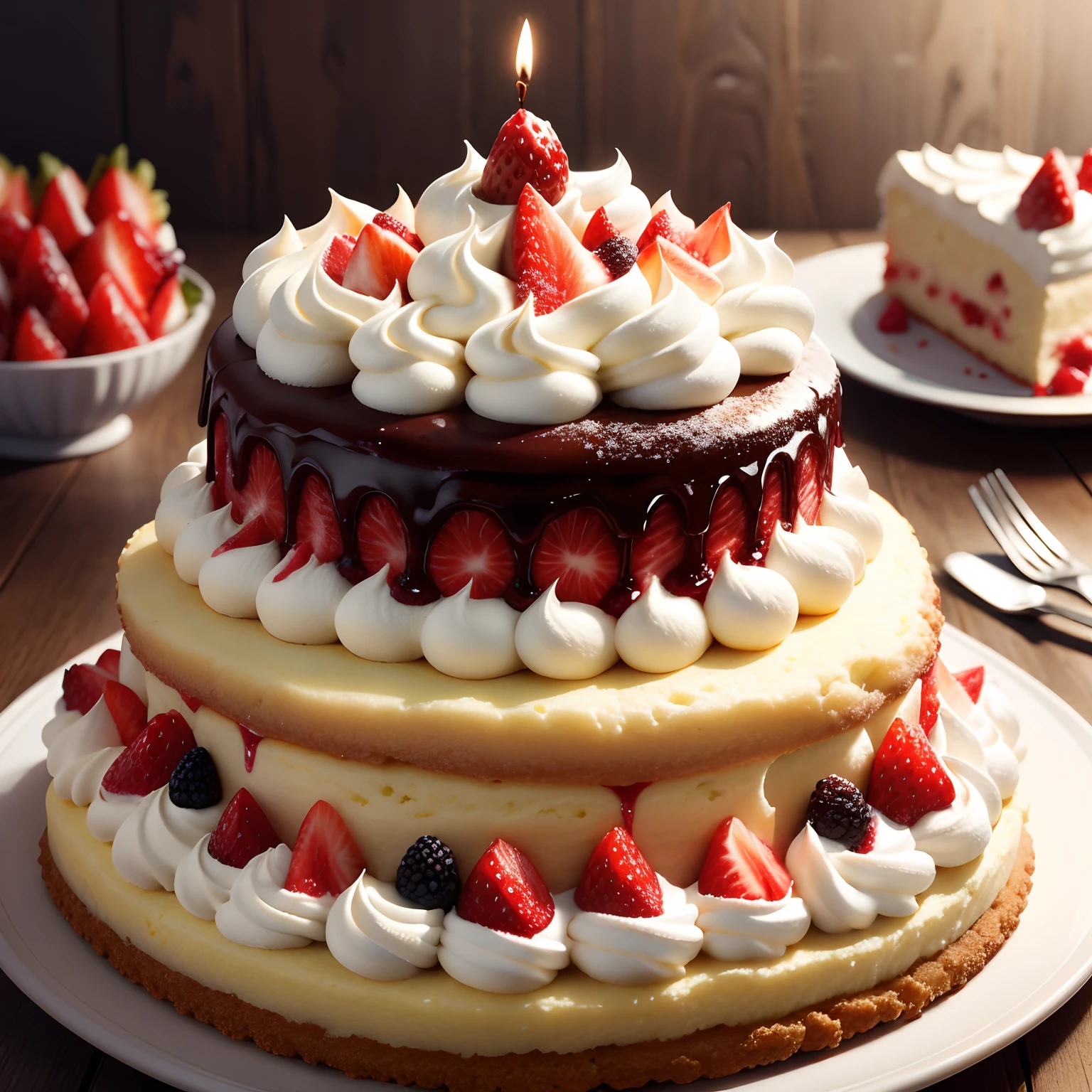 Image of a large shortcake for a birthday