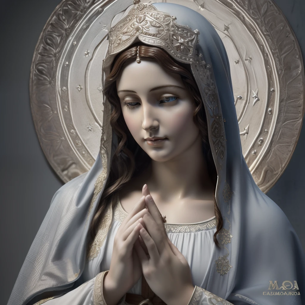 (((Blessed Virgin Mary of Mount Carmel))) Luminoso, en estilo similar al del artista WILLIAM ADOLPHE BOUGUEREAU, obra maestra, (La mejor calidad: 1.2), (super fine: 1.2), illustration, (extremadamente delicado y hermoso: 1.2), movie angle, flotante, (Hermoso ojo de detalle: 1.1), (detalle luz: 1.1), Movie Lights, Cielo delicado, ojos azules, (Cola de caballo alta: 1.1), capa, ojuelos, cielo estrellado, (light particles: 1.1) dibujo, flor. (obra maestra), (La mejor calidad), (fotorrealista:1.3), 8k, Textura detallada de la piel, Textura detallada de la tela, hermosa cara detallada, Detalles intrincados, ultra detallado (cuerpo de cuerpo entero:1.2)