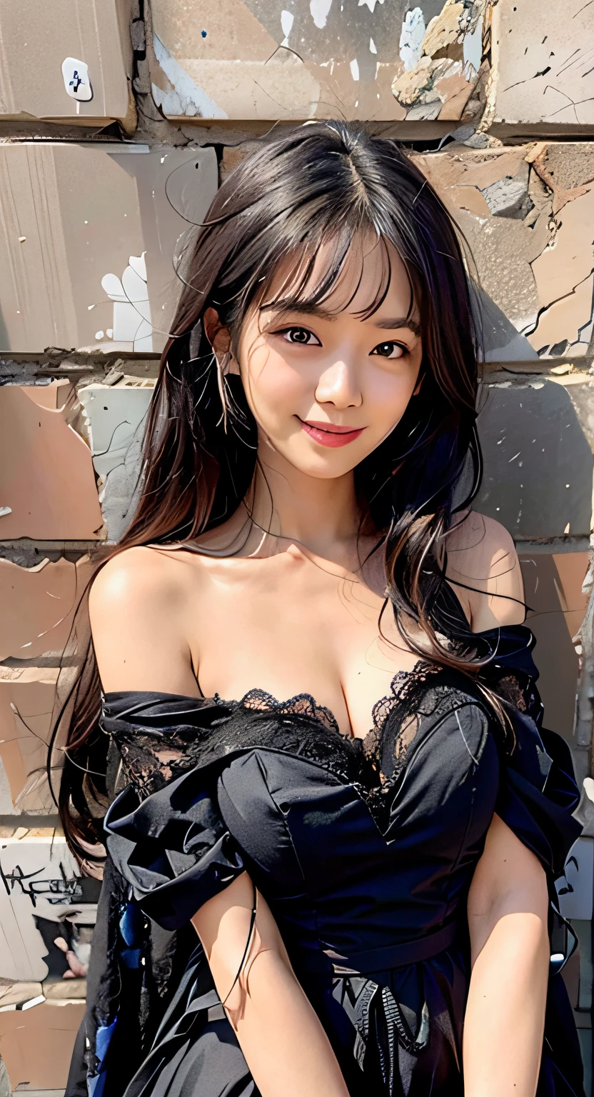 Smiling woman in black dress posing for photo