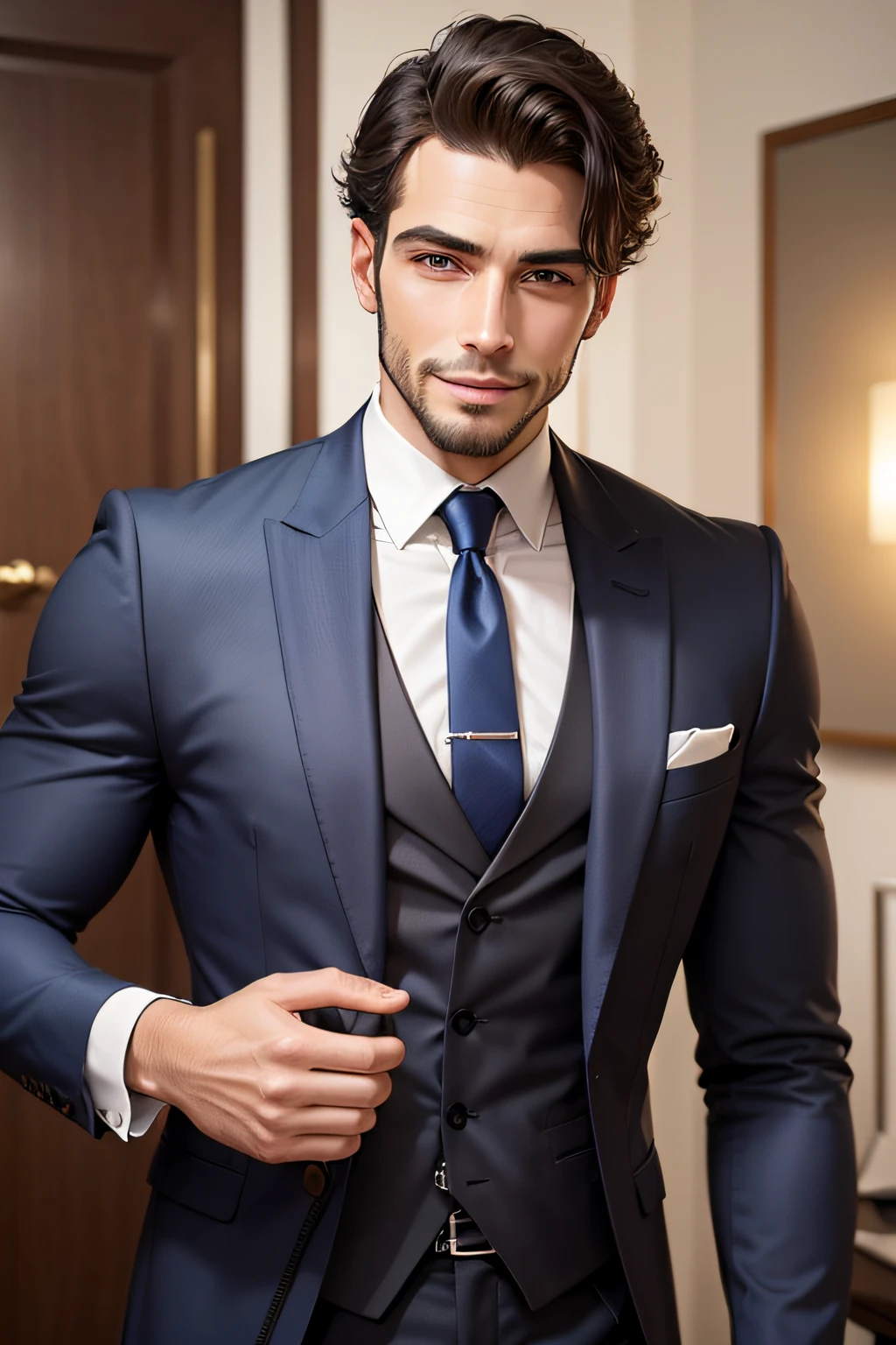 homem ocidental elegante vestindo um belo terno e usando gravata