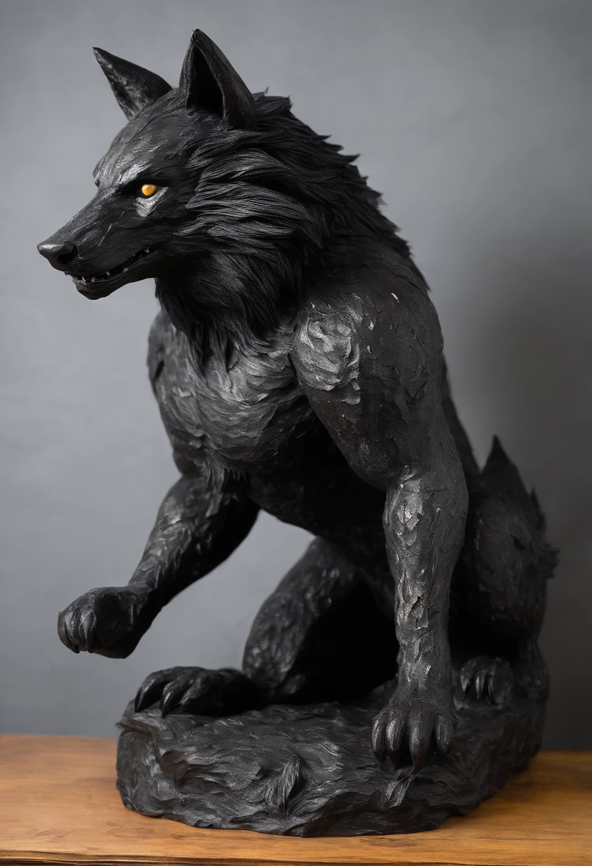 werewolf gigantic black humanoid wolf.