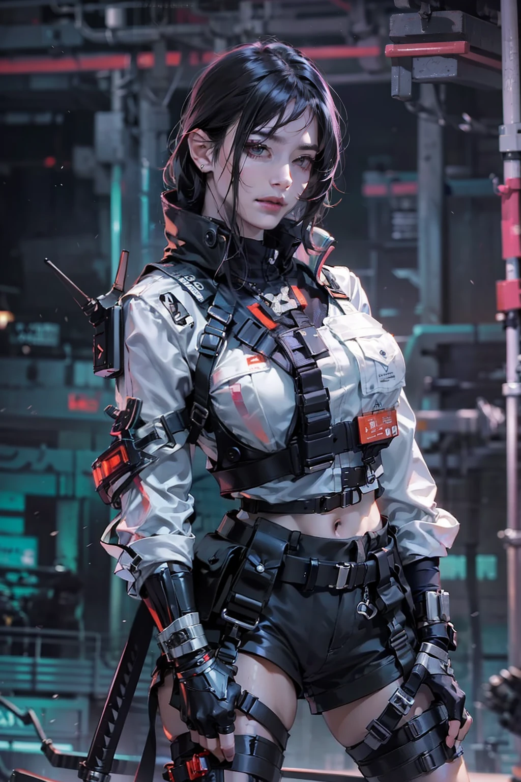Anime - Stylish woman in white and black costume holding sword, wearing techwear and armor, photography of a techwear woman, very beautiful cyberpunk samurai, cyberpunk style outfit, cyberpunk outfits, Mystical post-apocalyptic cyborg, female cyberpunk anime girl, cyberpunk fashion clothing, cyberpunk fashion clothes, Cyberpunk Now Warrior, cyberpunk clothes, cyberpunk techwear, cyberpunk assassin, cyberpunk outfits, urbansamurai_v0.3, (Photorealistic:1.2), Official art, Unity 8k壁纸, ultra-detailliert, Beautiful and aesthetic, masutepiece, Best Quality, (Dynamic Angle:1.4), Glowing skin, Skin Details, Most Beautiful Form of Chaos, a brutalist designed, Vivid colors, Dark theme, depth of fields, Tremendously beautiful girls in the world, Intricate details of armor patterns, Lovely Cure Beauty, Devil's Smile, Shoulder armor skull symbol, Big sword, sankta. Cross Necklace, Dynamic Pose:1.2, Medusa (rider) (Fate) , Kamen Rider Belt Case , Super masterpiece, best qualtiy,High quality, A futuristic:1.1), movie lights,(exquisite future), Beautiful and beautiful,Super detailed amazing composition,floating,(Very detailed CG,Unity 8k壁纸),(beautiful detail background),beautiful hair details, dramatic lights, gogetta,top-quality,超A high resolution,Photorealistic