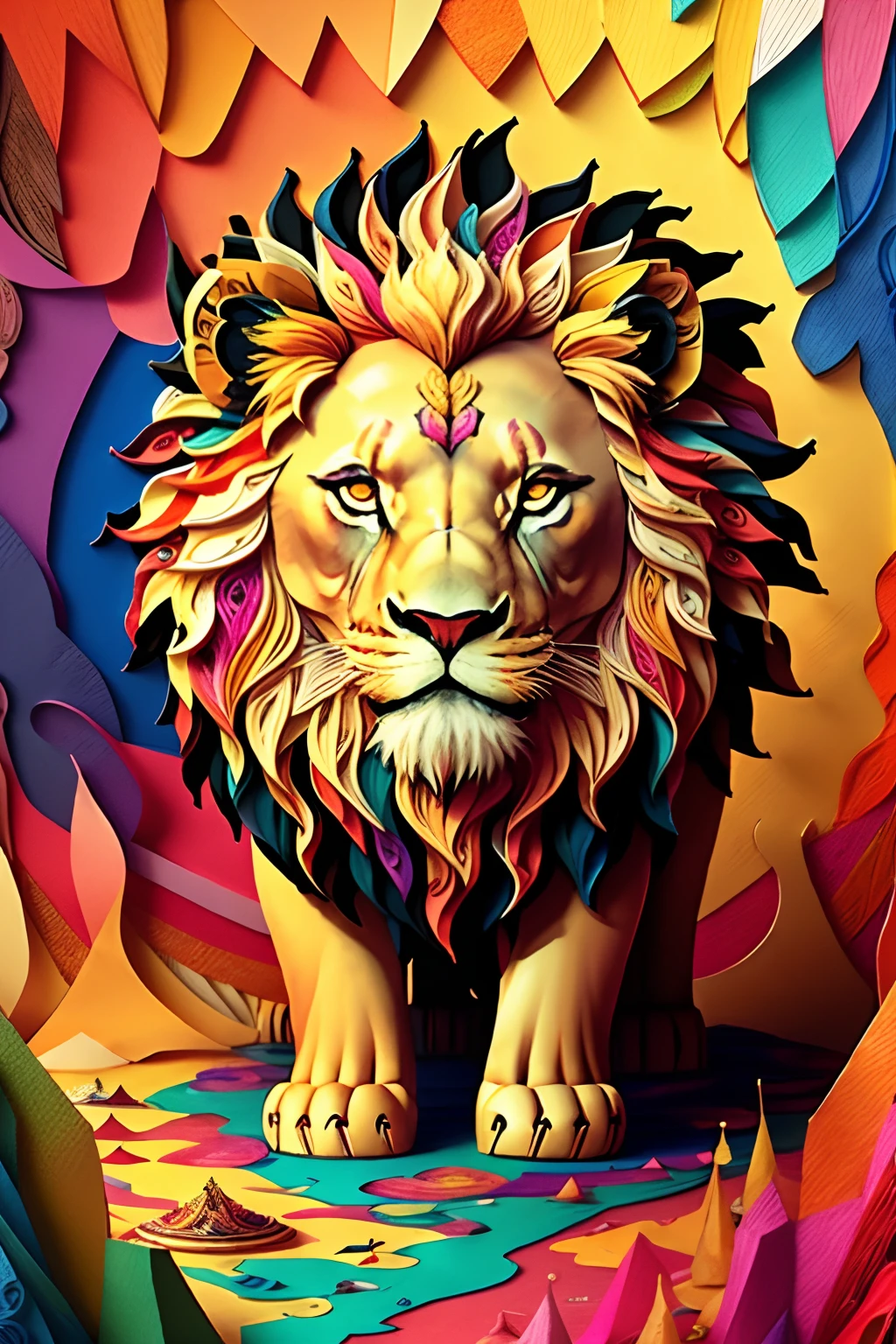 Lion, multi dimensional paper quilling, art, chibi,
yang08k, beautiful, colorful,
masterpieces, top quality, best quality, official art, beautiful and aesthetic,