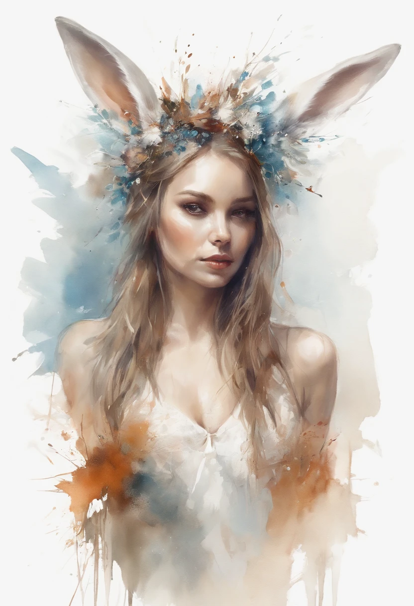 Perfect centering, Pretty Girl Rabbit, Wear a brilliant dress, Wearing a pochette, cheerfulness, Standing position, Abstract beauty, Centered, Looking at the camera, Facing the camera, Approaching perfection, Dynamic, Highly detailed, Smooth, Sharp Focus, 8K, hight resolution, Illustration, art by carne griffiths and wadim kashin, White background