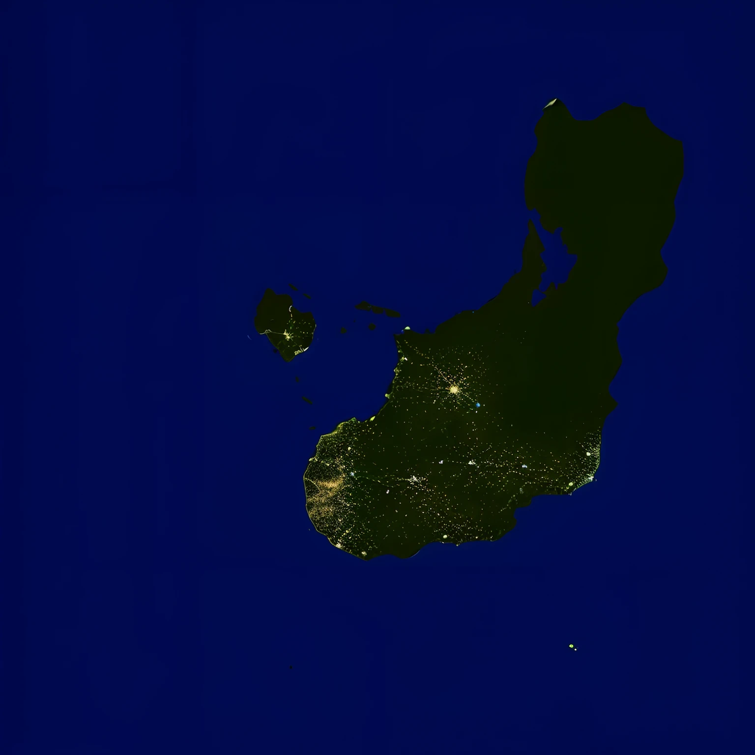 A realistic map with realistic details on the water and the lands and lights