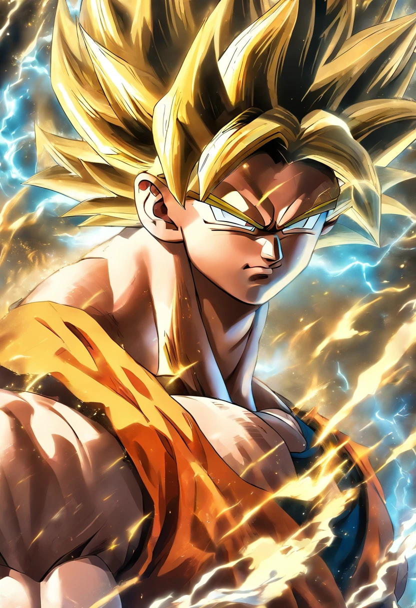 Cabello largo y negro, ropa china antigua goku, muscular, Hombre grande