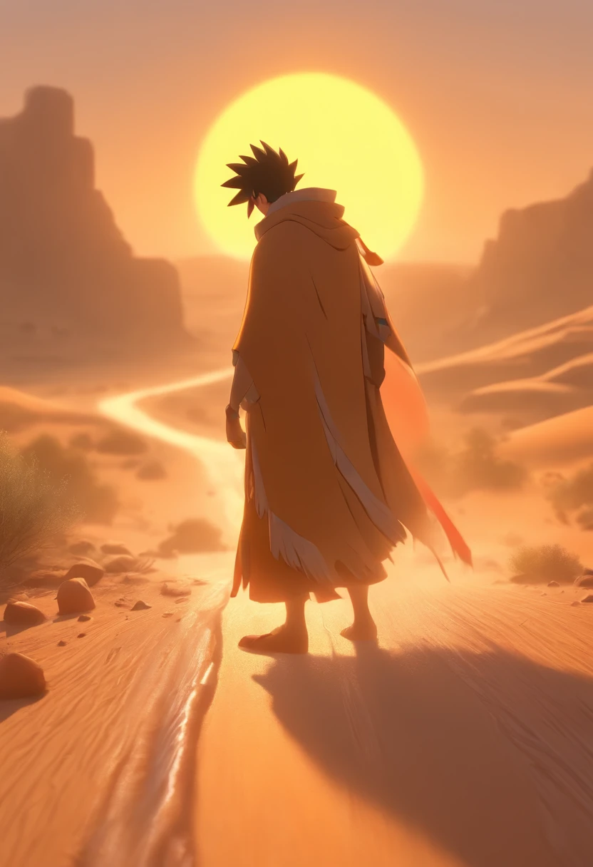 ""Create a Disney 3D-style illustration of a dusty road in the Judean desert where the incident took place. Emphasize the realism and attention to detail in the environment, including the texture of the dusty road, the desert landscape, and the soft lighting from the sun. Make the scene feel immersive and inviting.
Place the injured man in the foreground, paying careful attention to his pose, facial expression, and clothing. Ensure that his injuries are visible and convey a sense of vulnerability and suffering. Use Disney's characteristic style to make the character relatable and sympathetic.
Remember to infuse emotion into the scene, capturing the essence of compassion and the moral lesson of the story. This 3D artwork should transport viewers into the heart of the parable, evoking empathy and understanding."
