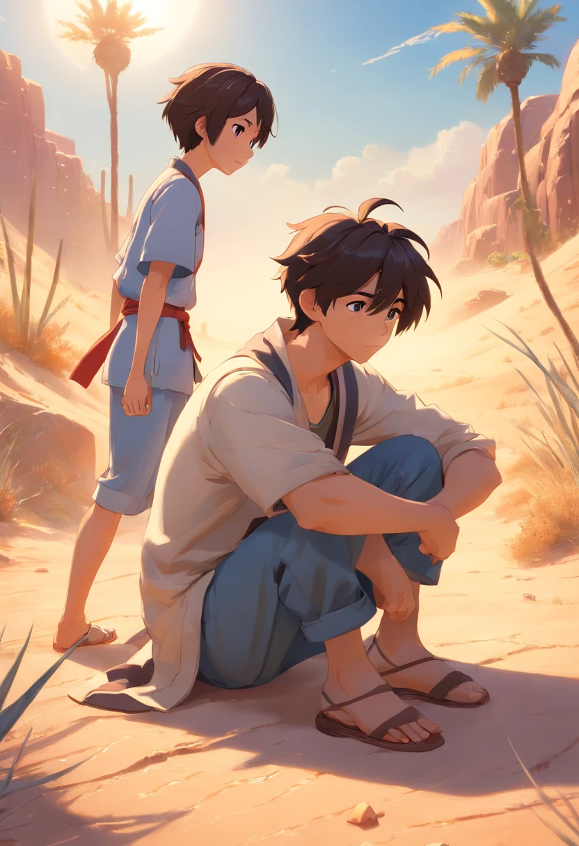 younge boy,Barefoot,Abs,adolable,musculature,A dark-haired,Martial arts uniform,Sit on the lawn,Boy,Cute boy,bare-legged,shortpants,Muscles are strong,Healthy Boy,chest muscle