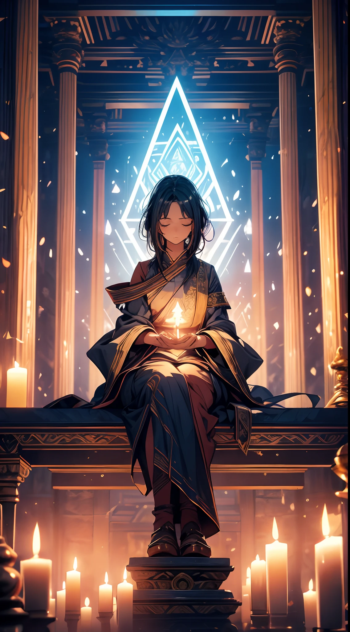 mage meditating in atemple