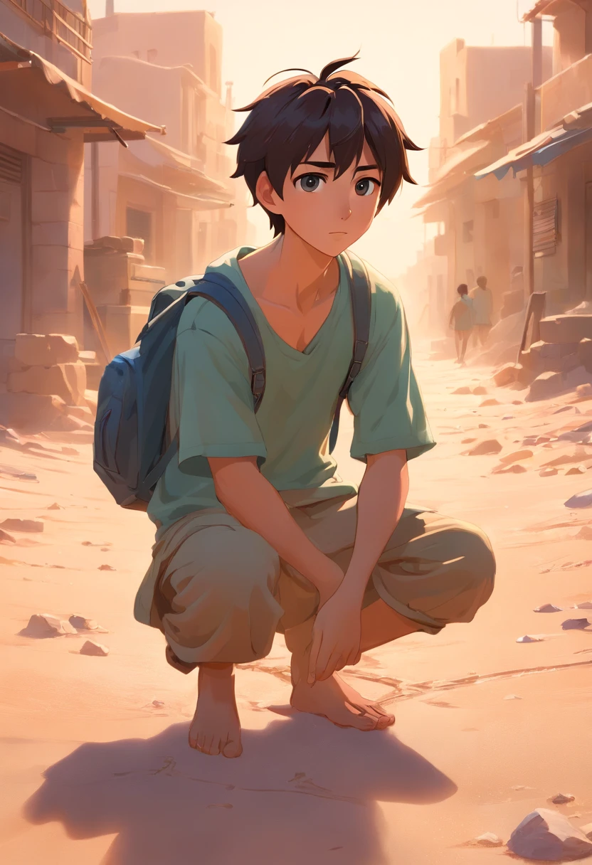 ""Create a Disney 3D-style illustration of a dusty road in the Judean desert where the incident took place. Emphasize the realism and attention to detail in the environment, including the texture of the dusty road, the desert landscape, and the soft lighting from the sun. Make the scene feel immersive and inviting.
Place the injured man in the foreground, paying careful attention to his pose, facial expression, and clothing. Ensure that his injuries are visible and convey a sense of vulnerability and suffering. Use Disney's characteristic style to make the character relatable and sympathetic.
Remember to infuse emotion into the scene, capturing the essence of compassion and the moral lesson of the story. This 3D artwork should transport viewers into the heart of the parable, evoking empathy and understanding."