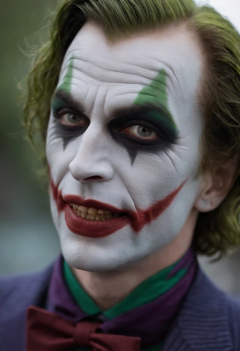 Jack com rosto do coringa, alto, sorridente, Realista, Detalhado, Obra-Prima