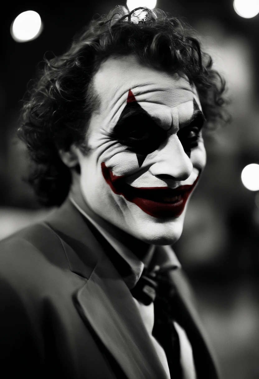 joker attractive man smiling, large jaw and chin, black background