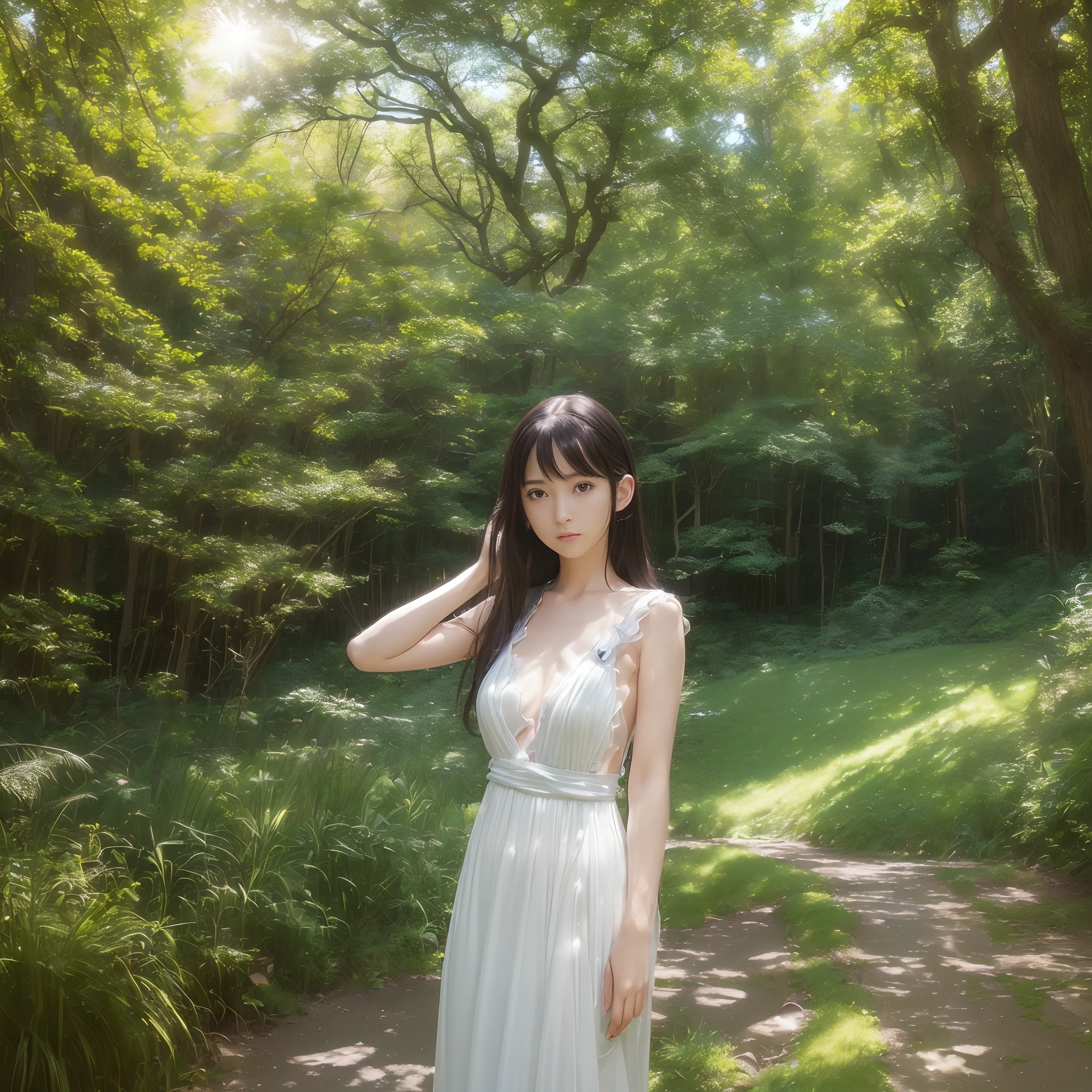 (((nffsw))), (((masutepiece))), (((8K))), (((hight resolution))), (((surrealism))), (((Cinematic lighting))), god rays, Zoom Layer, (((FULL BODYSHOT))), F/4.0, canon, Shiny skin,Detailed skin,Detailed face, Detailed eyes, Princess of the Ghibli world, Ghibli Forest, Ghibli style dresses, Ghibli's Worldview, Ghibli-style castle