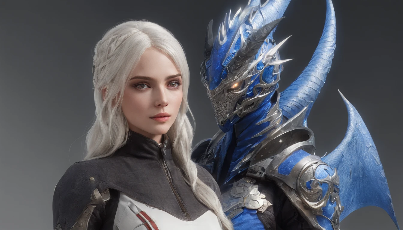 Cirilla Fiona Elen Riannon,Highest image quality,Outstanding details,超高分辨率,(Fidelity:1.4), Favor the details,closeup cleavage,Ride a dragon,High-tech dragon knight mech,He has a delicate and beautiful face,((Blue-white flying semi-mechanical fuselage:1.8)),Raised sexy,frontage,Cidade futuristica,mechanically aesthetic,Virtual Engine 5,Perfect detail rendering,rendering by octane,hyper HD