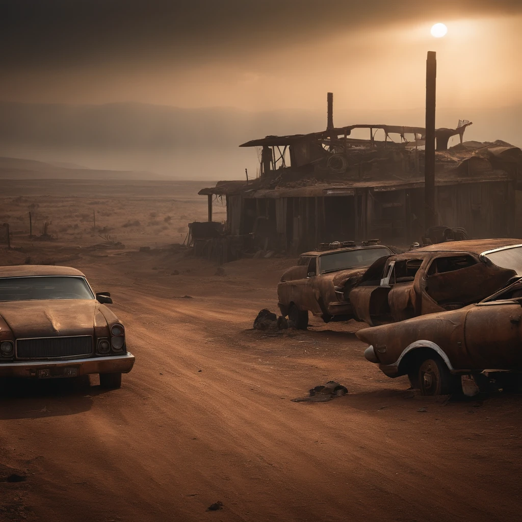 "((Post-apocalyptic world, Gritty atmosphere, Dystopian landscape)) madmax"