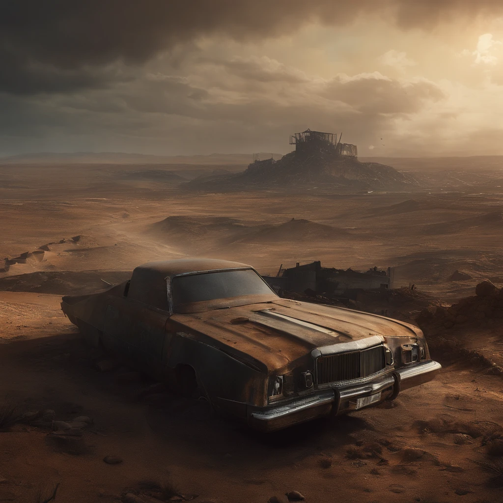 "((Post-apocalyptic world, Gritty atmosphere, Dystopian landscape)) madmax"
