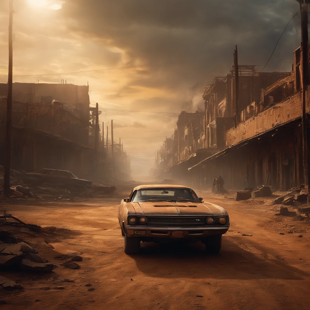 "((Post-apocalyptic world, Gritty atmosphere, Dystopian landscape)) madmax"