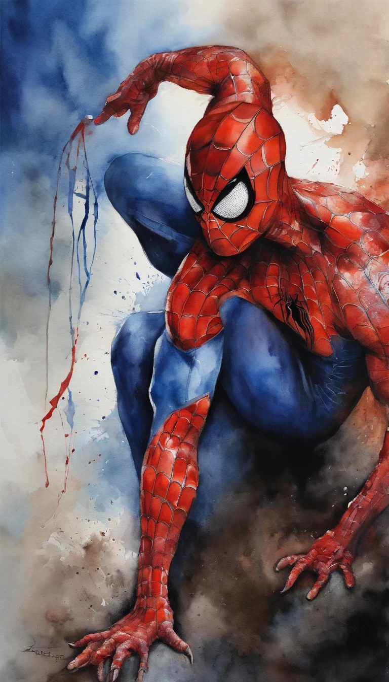 Homem aranha,realista,hiper realismo, Athletic muscle,com o trage vermelho e azul saturado com textura. E uma jaqueta por cima do traje