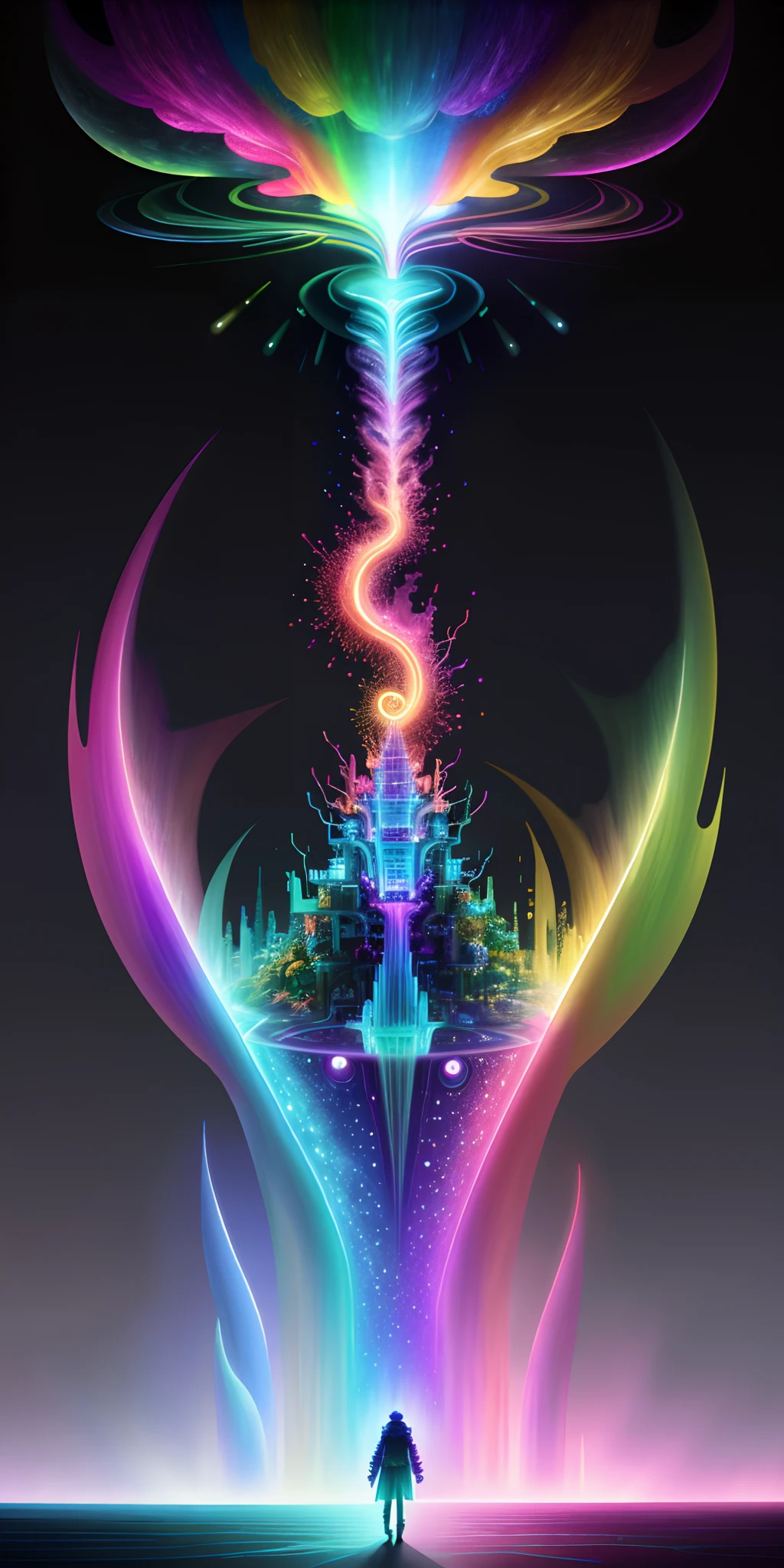 Dreams of happiness,bismuth,is very beautiful,Inspirational,irridescent,Suggestive digital art,Richly decorated,Bio-luminescence,ellegance,Picturesque,Hyper-detailing,delicated;复杂、surreal concept art,Aesthetics,fluency,Pubic area is clear,professinal,tmasterpiece,individual,best qualityer,color corrected,Post corrections
