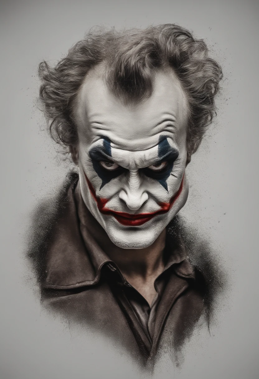 Coringa, Miniatura, De terno, (Ultra qualidade, Realista, Detalhado, Com contraste) explosion effect behind