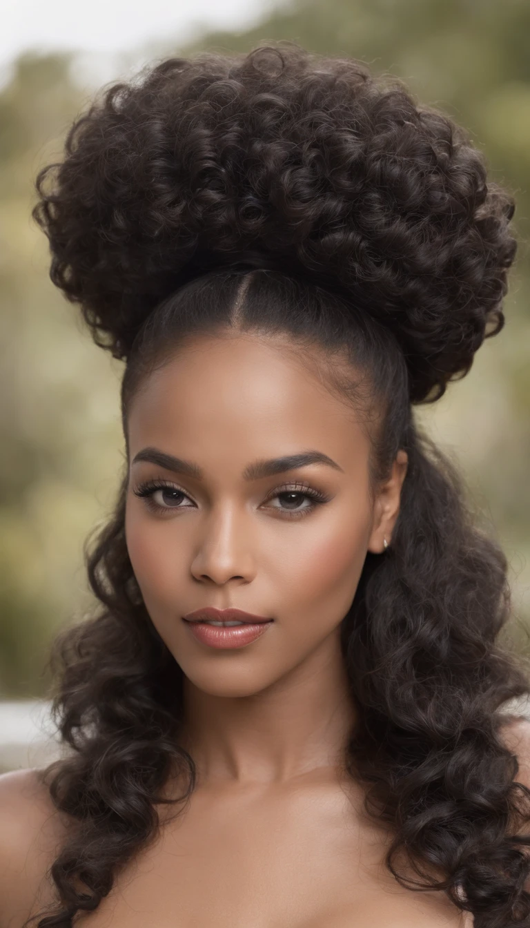 A beautiful and incredible black Brazilian woman, corpo inteiro，Free curls, cabelo encaracolado preto, (cabelos cacheados escuros e curtos), Cabelo encaracolado longo preto selvagem, cabelo multiversal, brasileiro, cabelo curto preto encaracolado, cabelos negros cacheados, Cachos, cabelos ondulados espalhados, Cachos barrocos, Cacheados, encaracolado, cabelos cacheados claros, textura do cabelo, franja encaracolado, sexy, Skirt up to the knee, olhando pro observador, busto grande, pernas a mostrar, decote, damp clothing, barriga a mostra, calcinha, saia levantada