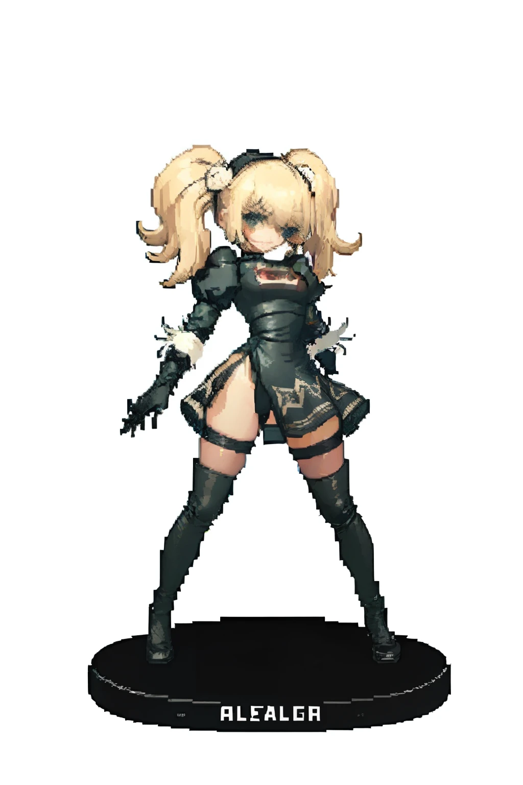 (masterpiece, top quality, best quality), pixel,pixel art,1girl,full body,pigtails, blonde, 2b clothes