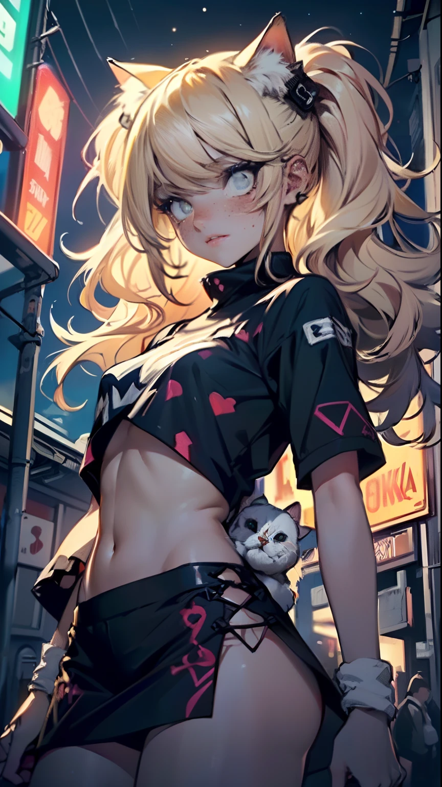cute little cat loli,(((little loli, small tiny body, petite))), (((6 ))),((anime little cat loli with extremely cute and beautiful blonde hair walking down the street)),(((cat girl,anthro furry cute,cat-girl))),(((cat ears,cat ears on head,big cat ears))),
(((flat chest))), (((blonde hair:1.35,messy blonde hair,colored inner hair,ear breathing,))),((heterochromia, eye1 yellow, eye2 orange, perfect eyes, upturned eyes:1.3, beautiful detailed eyes, finely detailed beautiful eyes:1, big highlight on eyes:1.2, slanted eyes)), (((freckles on the face, freckles,freckled girl))),(((lustrous skin:1.5,bright skin: 1.5,skin tanned,shiny skin,very shiny skin,shiny body,plastic glitter skin,exaggerated shiny skin))),(delicate detailed fingers,detailed body,detailed arms,human hands, detailed hands),
cute,slutty,,erotic,nsfw,
zettai ryouiki,revealing clothing,show skin,((rave shirt, fluorescent colored shirt, rave mini-skirt,visible thong straps)),(wearing a rave outfit:1.3,rave clothes,semi-naked,with little clothing,),(detailed outfit,detailed clothes),
(dynamic pose:1.0), solo focus, embarrassed, centered, scale to fit dimensions, Rule of thirds,
outdoors, ((night view)), (cyberpunk night street Background: 1.5,dark sky,alleyway,lonely alley,thick clouds, detailed background:1.25),
(best quality), (high resolution), (sharp focus), (ultra detailed), (extremely detailed), (extremely high quality artwork), 8k_wallpaper, (extremely detailed CG 8k),(very fine 8K CG), ((hyper super ultra detailed perfect piece)), flawless, (((masterpiece))), illustration, vibrant colors, (intricate), High contrast, Selective lighting, Double exposure, HDR (High Dynamic Range), Post-processing, Background blur,