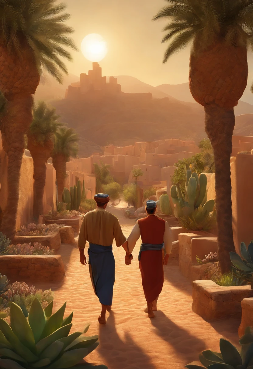 desenho realista, Landscape, Cactos, plantas suculentas, luz do dia, Grama Verde, flor de cacto, blue skies, papel de parede, suculentas coloridas, Montanhas, Natureza,"Create a Disney-style 3D illustration of a man walking gracefully while wearing traditional Judean clothing. Pay meticulous attention to the details of your costume, incluindo o manto, sandals, and any distinctive accessories. Ensure your posture and expressions reflect the historical and cultural context. Coloque o personagem em uma paisagem judaica visualmente deslumbrante, capturing the essence of the beauty and historical significance of the region. Use Disney's signature style to infuse charm and authenticity into the character,Create a Disney 3D-style illustration depicting the injured and bloodied man at the side of the road, surrounded by a dusty and visually captivating environment. Showcase the man's vulnerability and suffering with intricate details in his appearance, such as torn clothing and visible injuries. Convey a sense of empathy through his facial expression.
In the background, depict the cruel thieves who have perpetrated this act, showing them in a more ominous and distant manner. Use Disney's unique style to make these antagonists visually distinct while maintaining the focus on the injured man.
Ensure that the scene tells a compelling story, evoking emotions in the viewer. Make use of lighting and composition to create a visually stunning and emotionally engaging piece of art. The artwork should invite the audience to connect with the injured man's plight and the moral message of the parable."
This prompt should help in creating a Disney 3D-style illustration of the described scene with a strong storytelling elementos