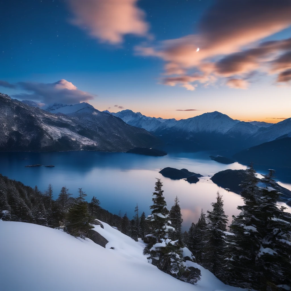 Master Parts、Superior Quality、superior image quality、The 8k quality、Beautiful pictures of the starry sky、magnifica、Arched Milky Way:1.9、Japan Alps、Blue glowing lake:1.9、(snowscape:1.9)