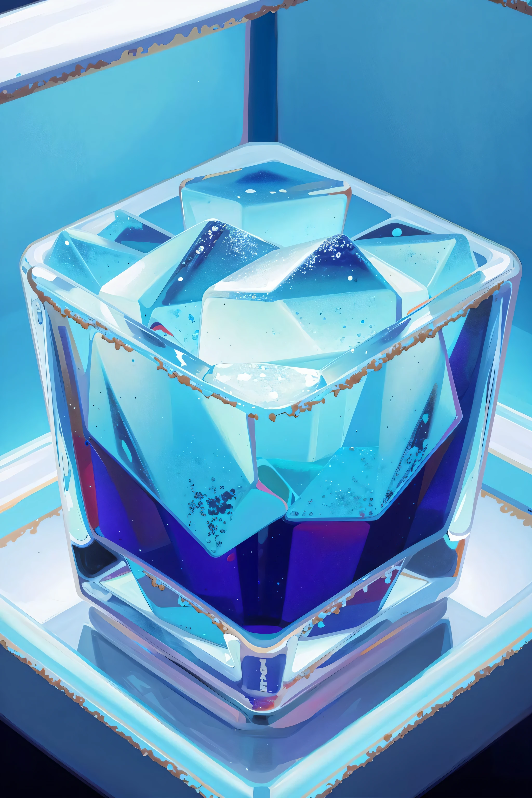 There is a glass bowl with a blue liquid inside of it - SeaArt AI