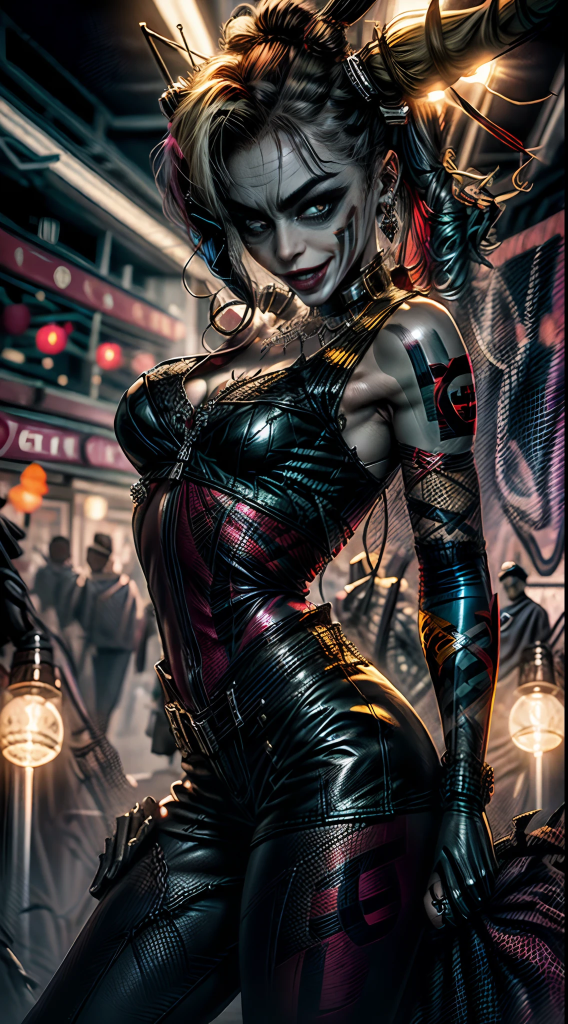Harley Quinn, sexy in the city street