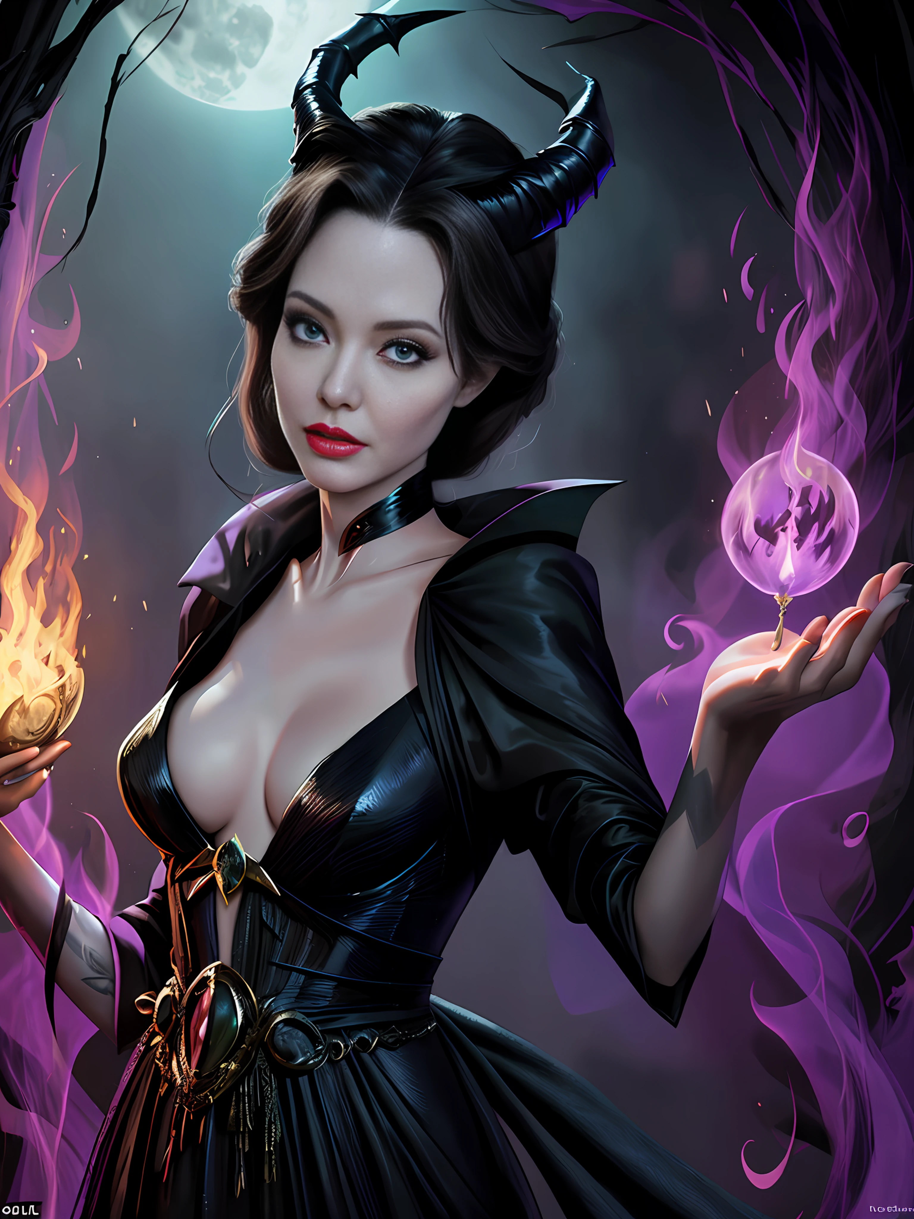 Angelina Jolie as Maleficent: Picture Angelina Jolie's striking presence as the iconic Disney villain Maleficent, reimagined as an animated character. With her dark magic and commanding presence, Maleficent weaves her intricate schemes and confronts the forces of good with her awe-inspiring powers.