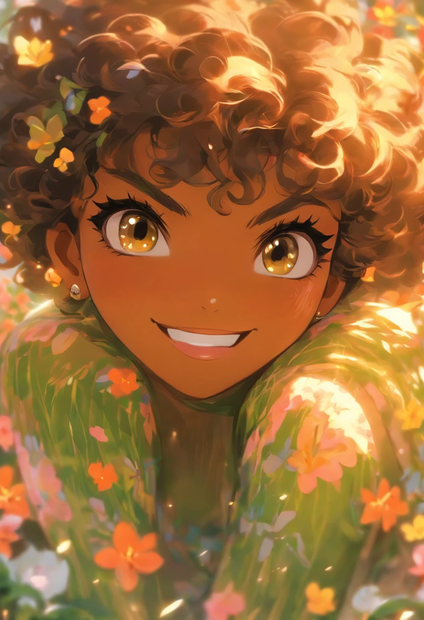 (2.5d, cell shading, blender,(,(masterpiece), (best quality), (ultra-detailed), ecchi, Nsfw, Solo focused, character focus,(((, Dark-skinned female,battle scars, knight,layng back, bed, happiness))) (((strong, slender ,curvaceous, salacious physique)), (hypnotic black eyes), short black curly hair, long narrowed convexed hooked nose, a lovely oblong face.((cleaan freesh, beautiful ,)) Vivid, loving,, pampered, celebrated, total victory, and honored, alone ,looking at viewer, teary eye and smiling, body shine, scars faded,, stomach scar, surrounded by flowers and gems:: decoraated on her wrist and ankles, necklace resting around her neck, puckering lips, veiw from above, reaching out, , presenting, , cute, flirty, seductive smile, true love, willing, submission , vginal penetration, penetration gesture, eager sweetheart, eager to please, nuzzling veiwer palm with cheek, lovingly hard . Dark-skinned veiwer, , 5k, visual novel, CG, happy tears, , pov, solo focus, hand on another's cheek, 1girl,