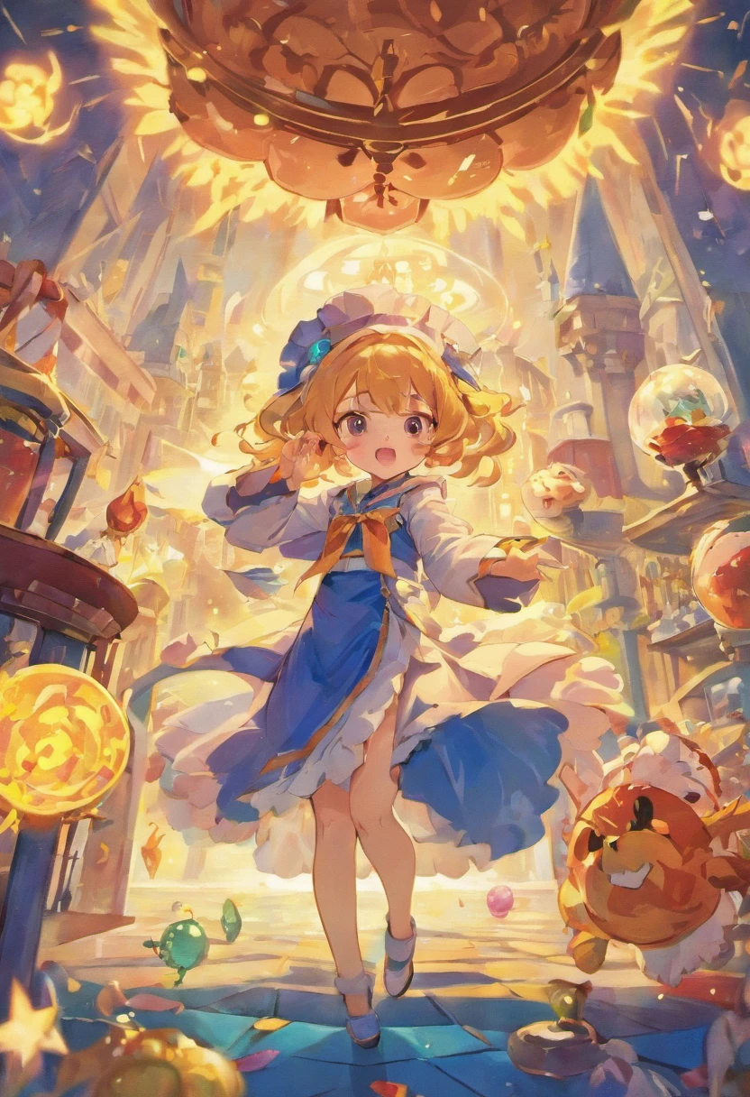 Masterpiece, best quality, wizard tea party, magic tea party, magic, chibi, handsome witches, highly detailed realistic eyes, happy, vibrant, colorful,