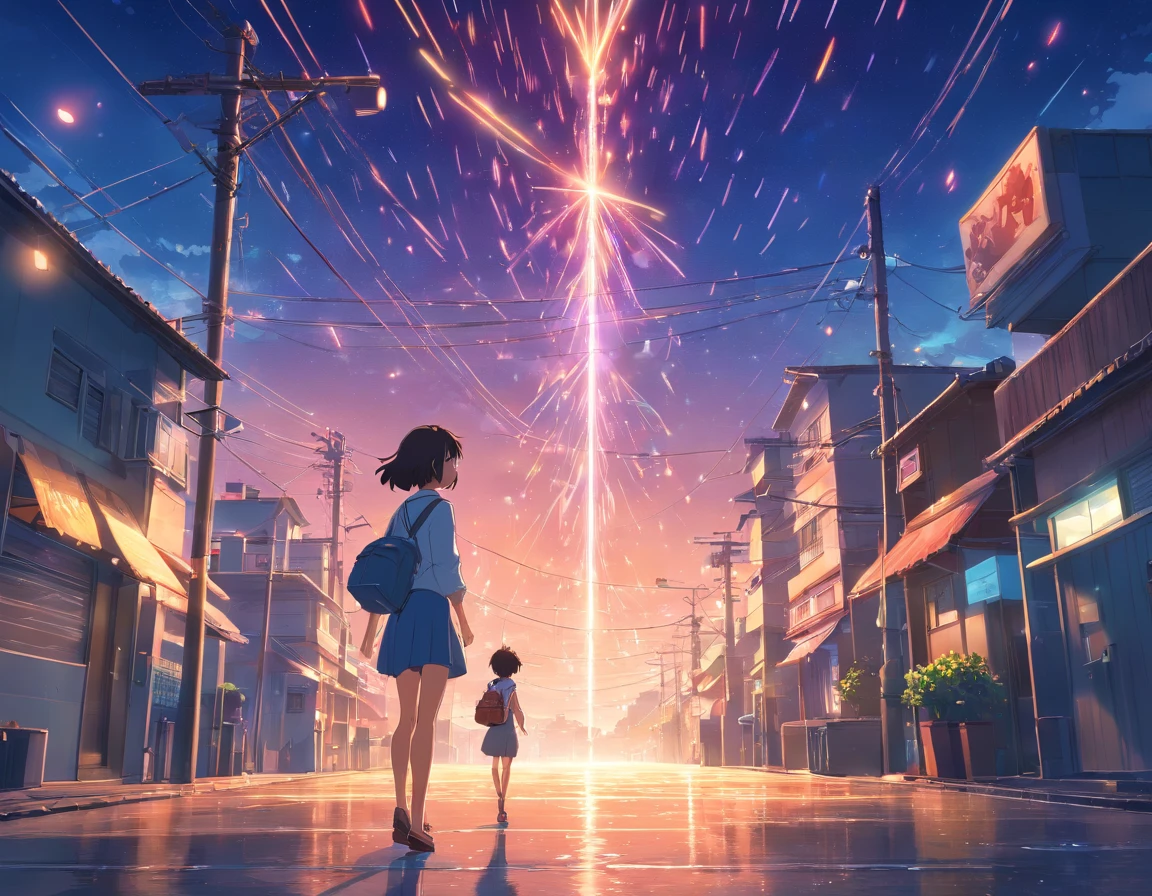 tmasterpiece, melhor qualidade, FilmStill, Soft lighting and Warm, a noite, (Sparks: 0,7), estrela cadente, movimento, NOhumans, Sem namorada, scenecy, Japan, NOhumans, apenas paisagem, fim do mundo