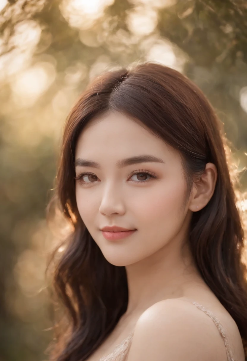 masterpiece, Best Quality, 8K, 1girl, Correct human hands, correct human fingers, Skinny Japanese woman, Cute, Girly, Delicate woman, Neat and clean beauty, small breast, very thin waist, sexy lips, luminescence, Looking away, Raw photo, F/1.8, 135 mm, CANON, Anatomically correct, bokeh，Textured skin, Professional Photography, Soft light, Professional Lighting, back light, Film grain, (Eyes and faces with detailed:1.0), brown hair, medium hair swaying in the wind, Silk Blouse,