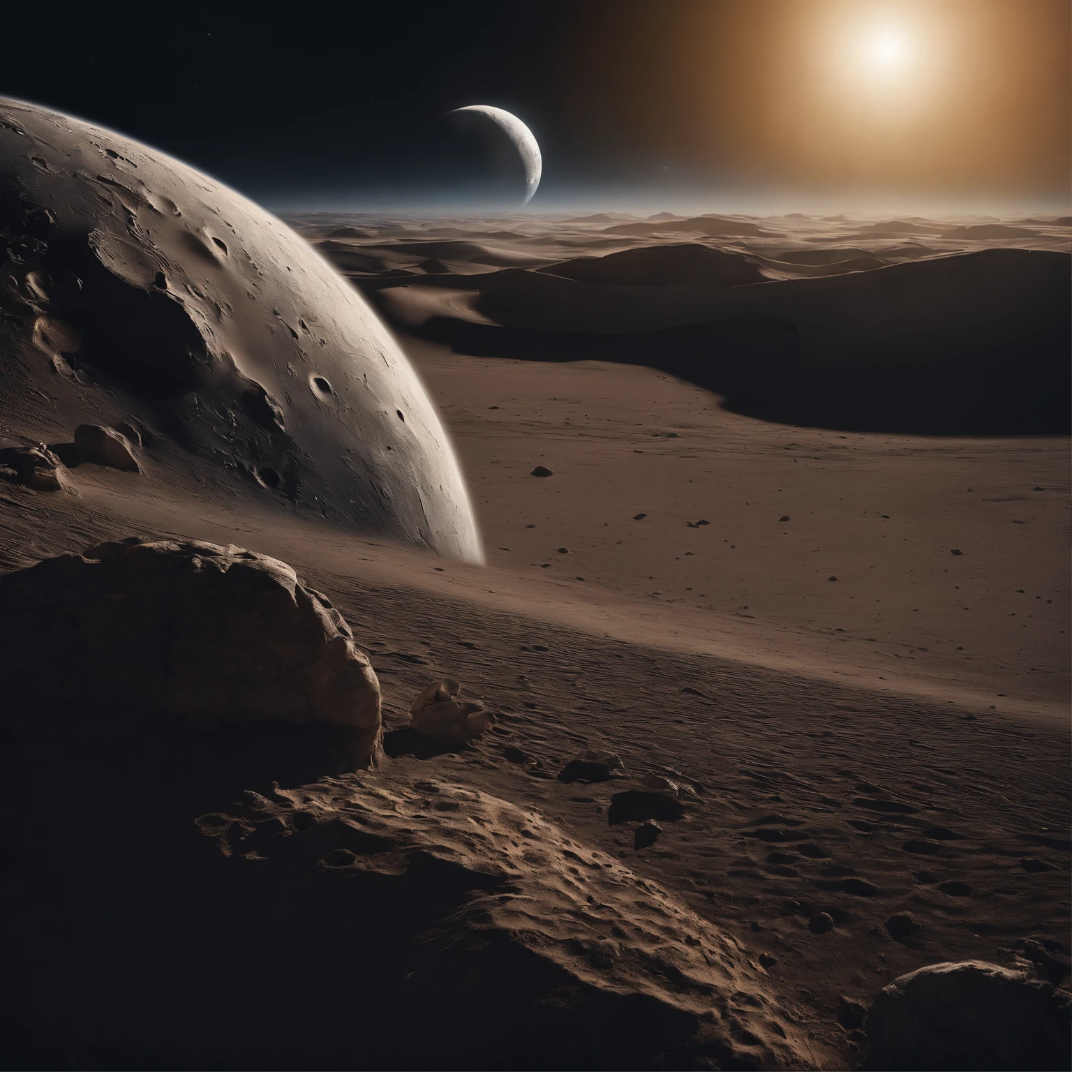 Master Parts、Superior Quality、superior image quality、The 8k quality、Beautiful pictures of the starry sky、magnifica、Arched Milky Way:1.9、Alafed view of Earth from the lunar surface:1.25, Lunar surface, space photo, on the moon, moon background, moon background, on the moon, Lunar soil, space photo, moonscape, Focus on the Moon, On Moon, Numerous craters, Seeing the Earth from the surface of the moon:1.9, big earth in the sky:1.9, Dark Blue Universe:1.9, Dome City:1.9