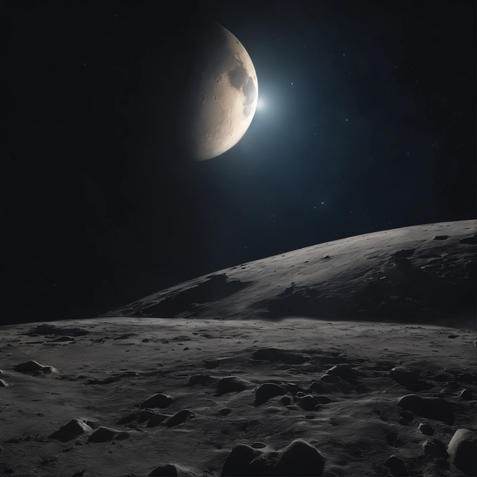Master Parts、Superior Quality、superior image quality、The 8k quality、Beautiful pictures of the starry sky、magnifica、Arched Milky Way:1.9、Alafed view of Earth from the lunar surface:1.25, Lunar surface, space photo, on the moon, moon background, moon background, on the moon, Lunar soil, space photo, moonscape, Focus on the Moon, On Moon, Numerous craters, Seeing the Earth from the surface of the moon:1.9, big earth in the sky:1.9, Dark Blue Universe:1.9, Dome City:1.9