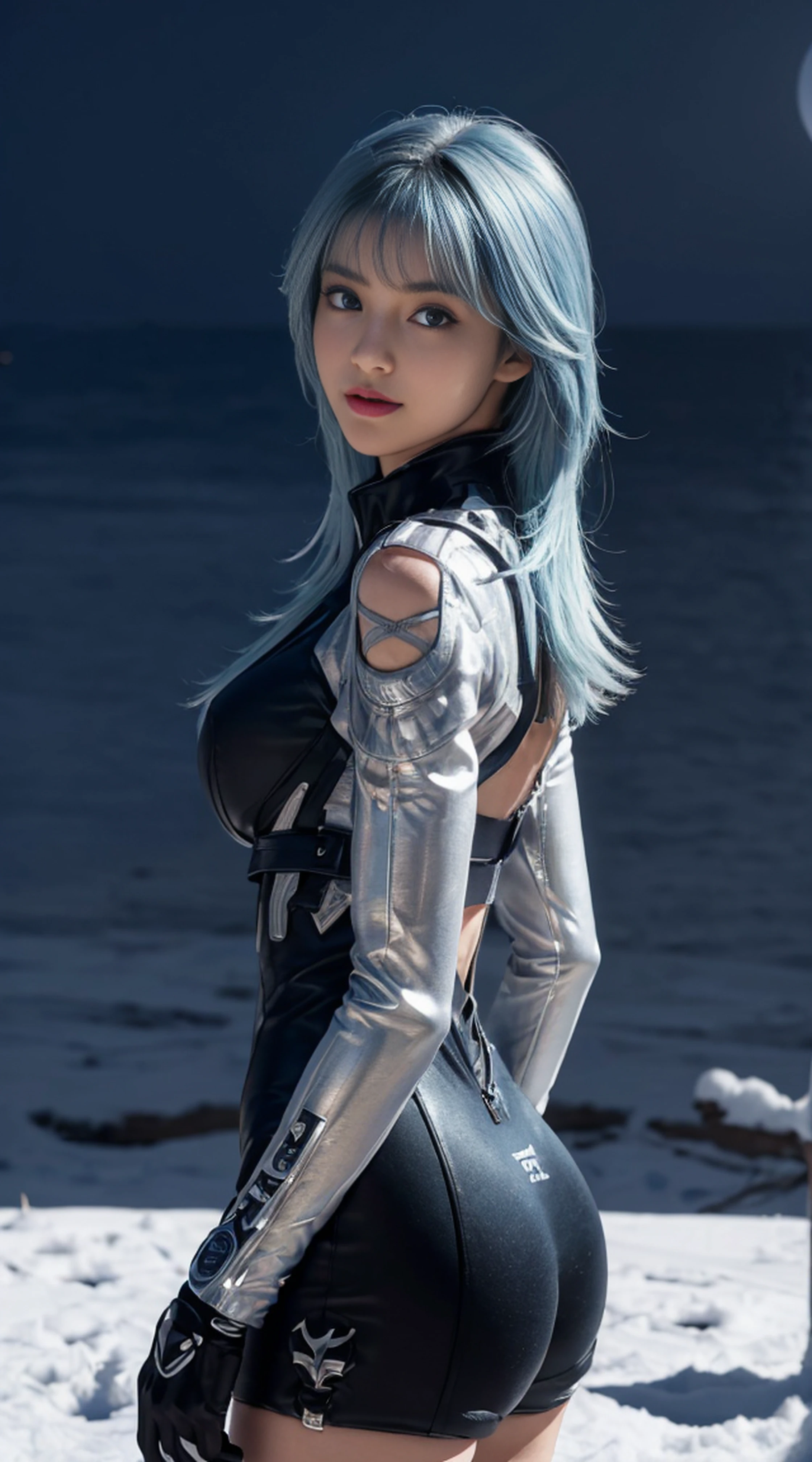 (masterpiece, best quality:1.1), (Milannova:1.05), 1 girl, alone, space suit, blue skin, look down, Outdoor activities, alien planet, alien life, landscape, atmosphere,