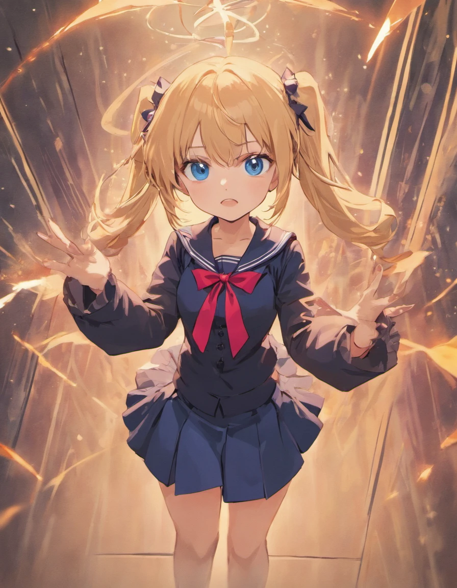 A hentai character named nanako von meinsfelt by Fan no hitori uploaded to Nhentai.net. Who is a blonde hair twintail ojou-sama. Wearing a black school uniform with a red cravat with a white cross on it. And plack pantyhose with brown mary jane shoes, a pleated skirt. And holding a giant mace with stunning blue eyes