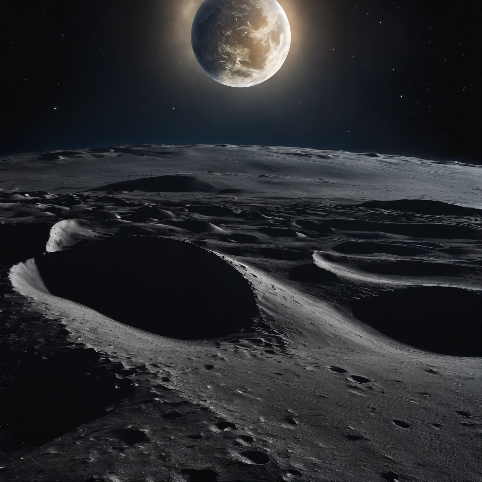 Master Parts、Superior Quality、superior image quality、The 8k quality、Beautiful pictures of the starry sky、magnifica、Arched Milky Way:1.25、Alafed view of Earth from the lunar surface:1.25, Lunar surface, space photo, on the moon, moon background, moon background, on the moon, Lunar soil, space photo, moonscape, Focus on the Moon, On Moon, Numerous craters, Seeing the Earth from the surface of the moon:1.9, big earth in the sky:1.9, Dark Blue Universe:1.9