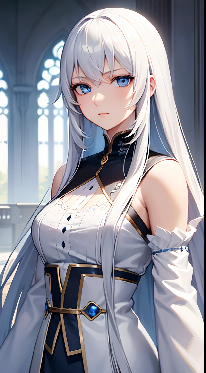 a woman with long white hair and blue eyes, cgsociety, remodernism, booru, ultra detailed, best quality, expressive eyes, perfect face, synchromism