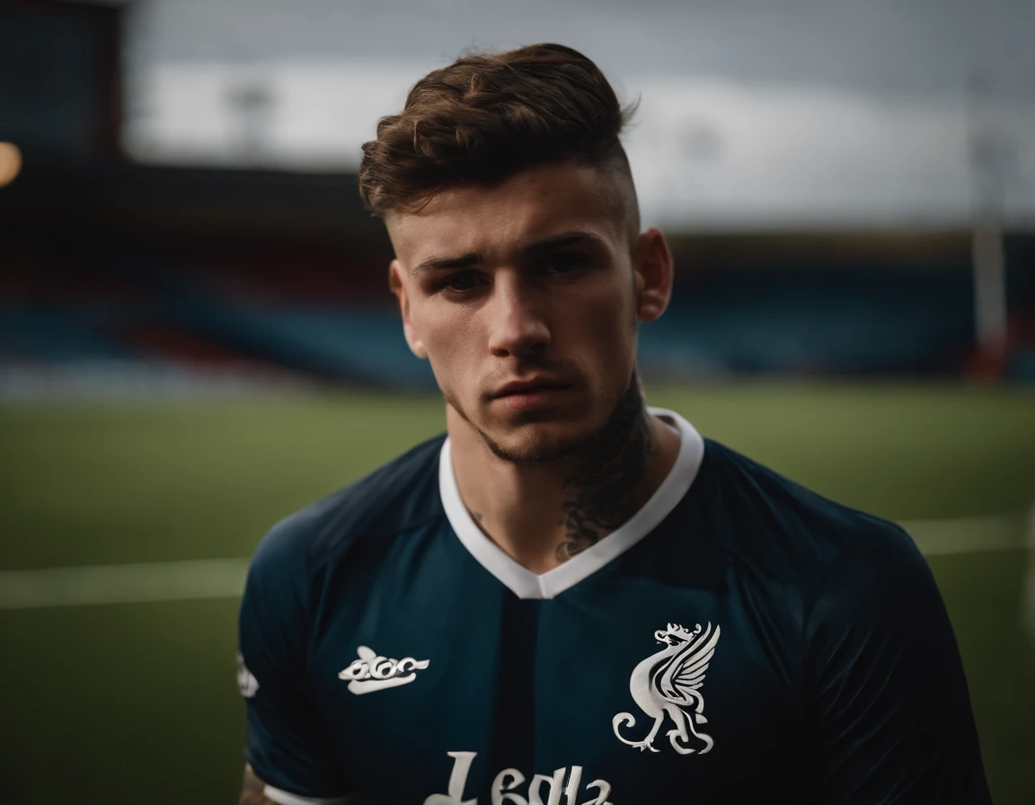Homem Soccer Player face, Tattoos, 18 year old man, in Liverpool