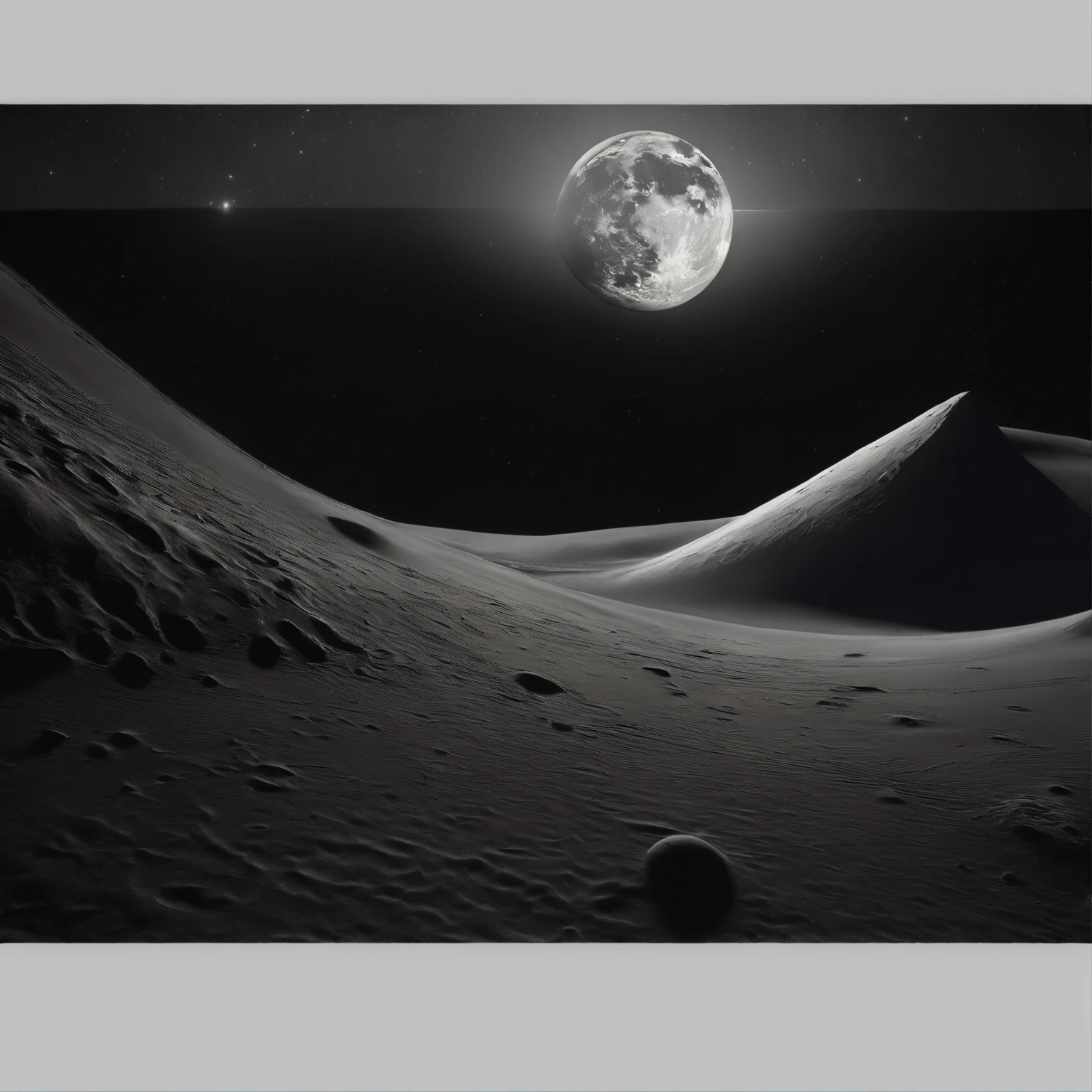 Master Parts、Superior Quality、superior image quality、The 8k quality、Beautiful pictures of the starry sky、magnifica、Arched Milky Way:1.25、Alafed view of Earth from the lunar surface:1.25, Lunar surface, space photo, on the moon, moon background, moon background, on the moon, Lunar soil, space photo, moonscape, Focus on the Moon, On Moon, Numerous craters, Seeing the Earth from the surface of the moon:1.9, big earth in the sky:1.9, Space Battleship Yamato:1.9