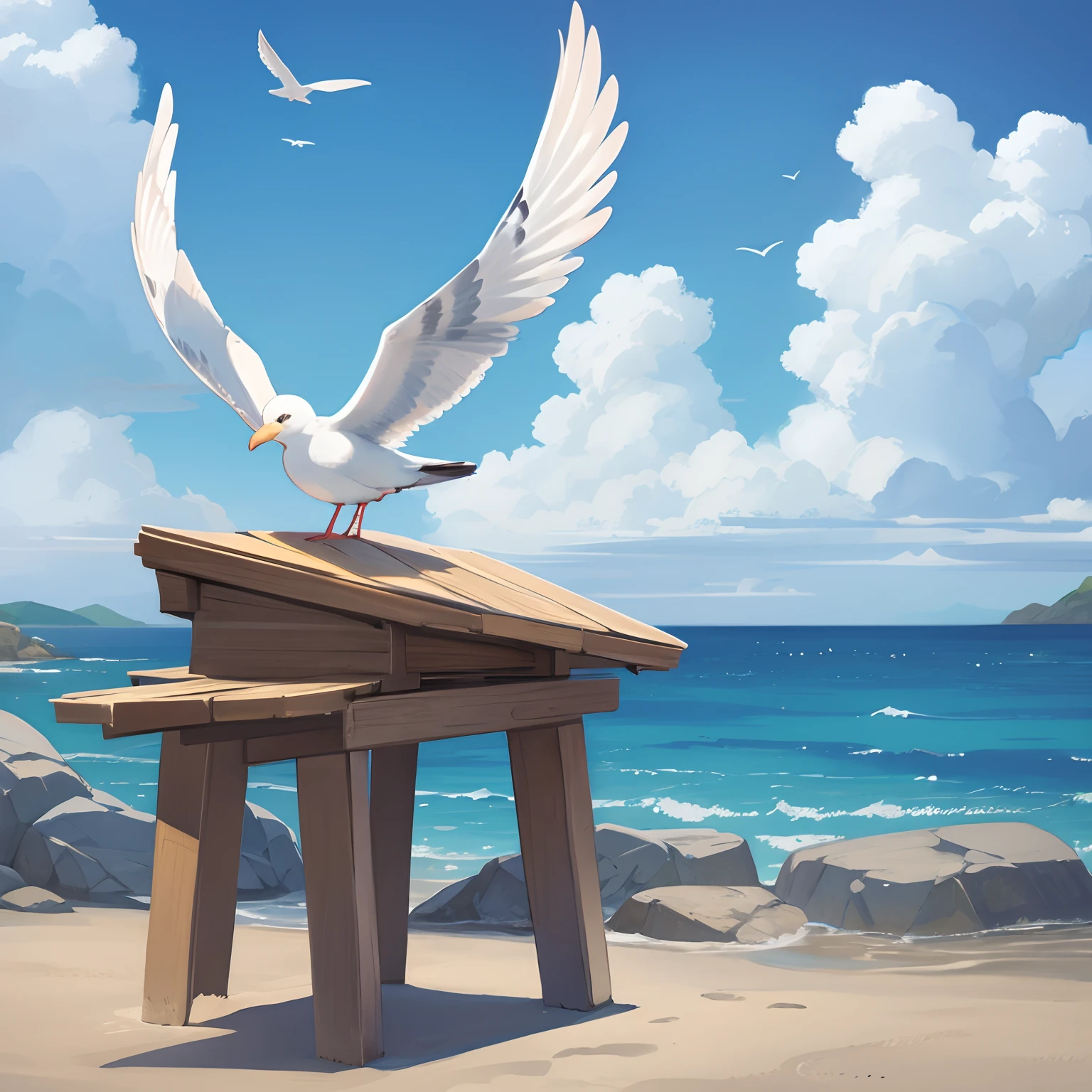 seagulls、illustratio、2D images、A logo