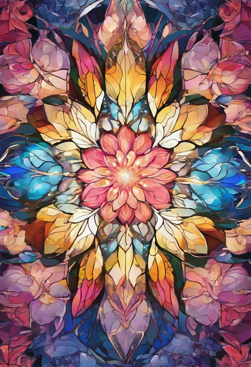 Digital art detailed for the best masterpieces, Highest Quality, bright delicate blue and pink dahlia flowers with elegant leaves,,,1Only、Beautiful and elegant diamonds on the background, Graceful stems, And delicate, And elegant, flowey, Glittering petals, flowercore, surrounded flower, The magic of sparkling flowers, Beautiful animations, Bright flowers in 16K lace, Beautiful Art U Hard Disk 4K, Detailed painting in 4K, Beautiful flowers and crystals, Luminous flowers, huge flower, light bloom, full bloom, Flowers that shine with bloom ether effect, Magic colorful flowers with flower pieces in the middle of the garden, floral environment, Beautiful Art U Hard Disk 4K, magical flowers, Flower explosion, Beautiful digital painting detailed in emergency digital photography, Detailed painting in 4K, background artwork, Flower explosion, design and color, highly-detailed digital painting, Appeared in 4K, Best Quality, hight resolution, 1080p, hard disk, 4K, 8K
